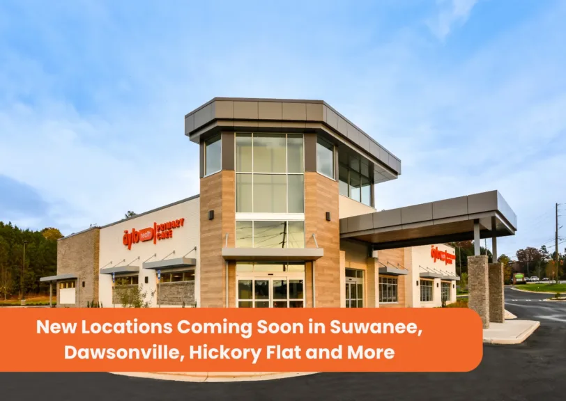 Aylo Health Building with words on the image saying: New Locations Coming Soon in Suwanee, Dawsonville, Hickory Flat and More