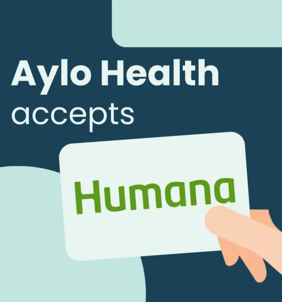 Image with text: Aylo Health accepts Humana