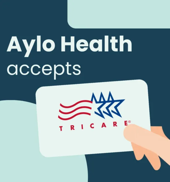 Image with text: Aylo Health Accepts Tricare